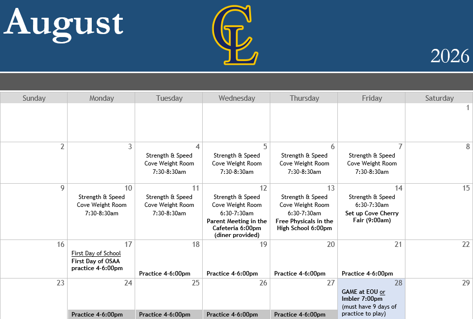 August 2026 Football schedule