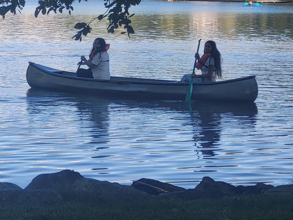 Girls in a canoe