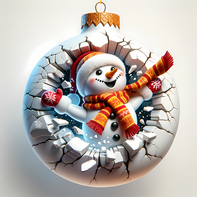 snowman breaking through a snowball