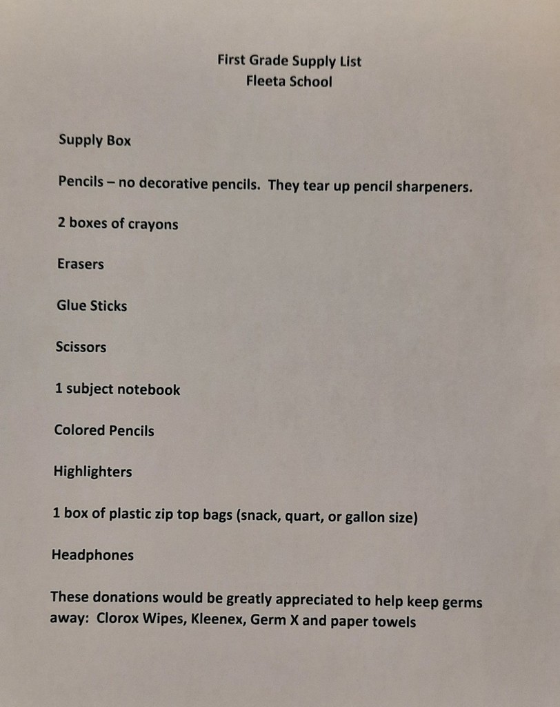 Supply Lists for grades K-5