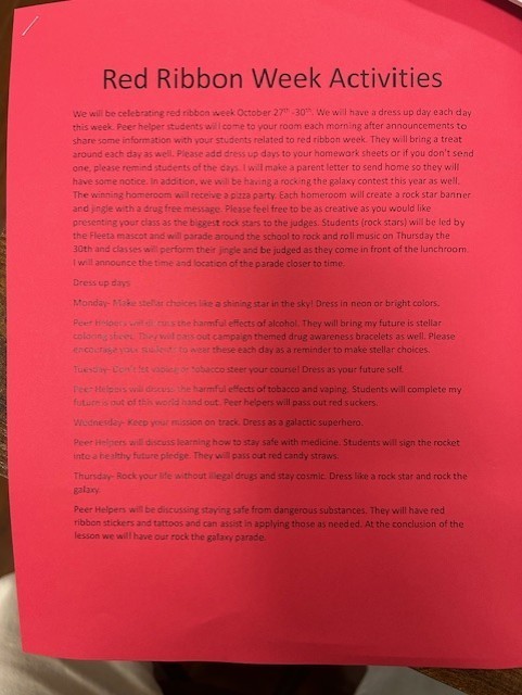 Red Ribbon Week activities