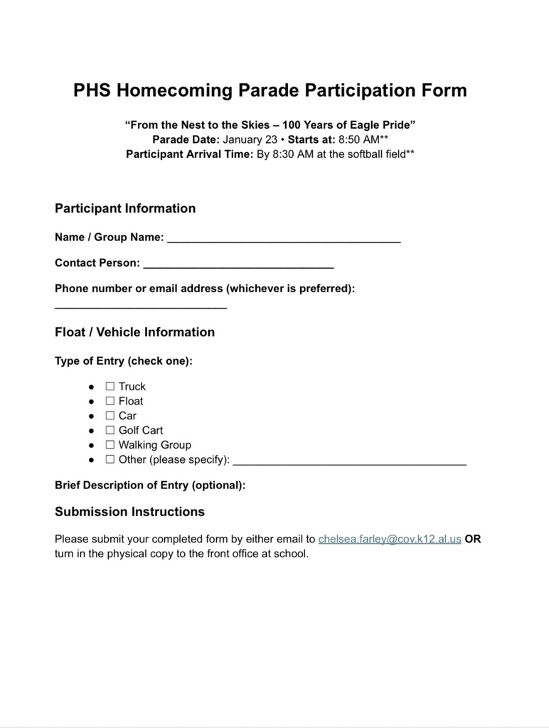 HoCo parade form
