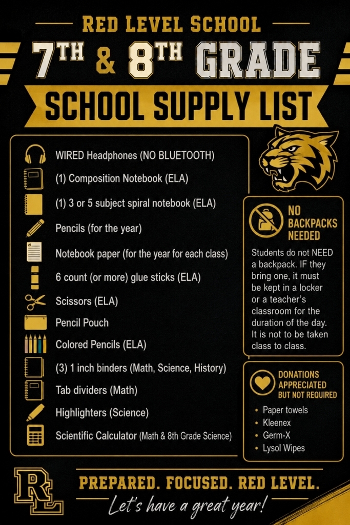 7th and 8th Grade Supply List 