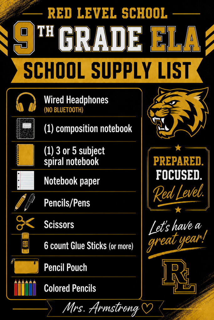 9th Grade ELA Supply List 