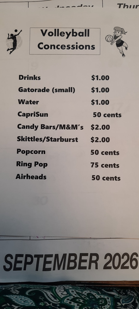 concession price list