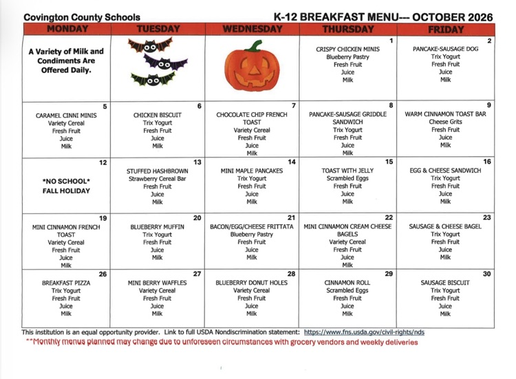 breakfast menu