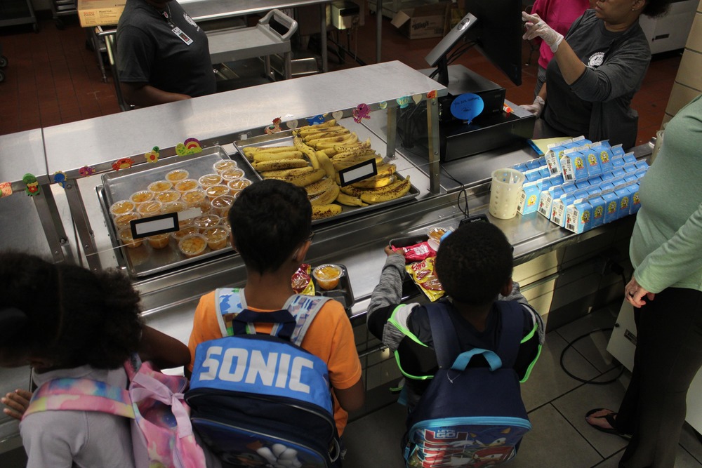 Students Going Through Cafeteria Line