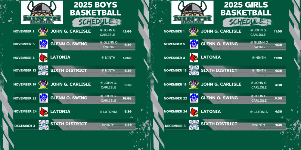 2025 Elementary Basketball Season Schedule (Boys and GIrls)