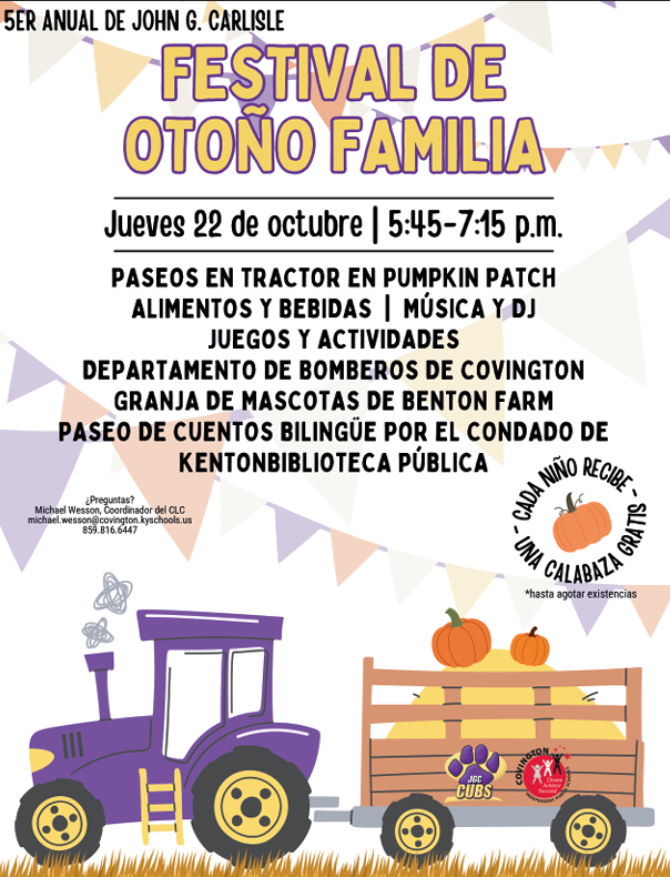 Fall Festival Thursday, October 22, 2026 at John G. Carlisle