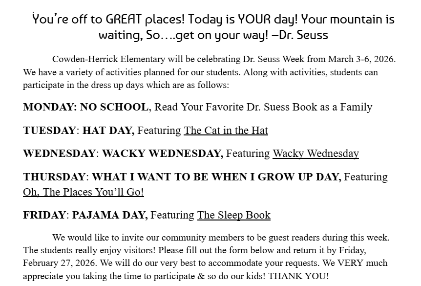 Dr Suess Week