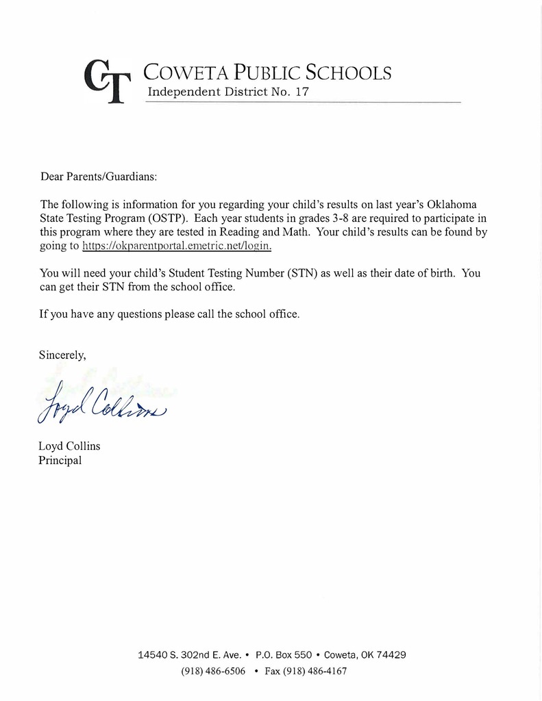 2025 OSTP Parent Letter