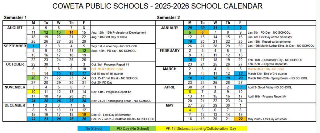 School calendar for 2025