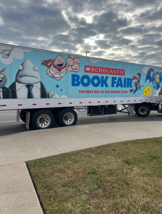 scholastic bookfair truck parked in front of HIGC