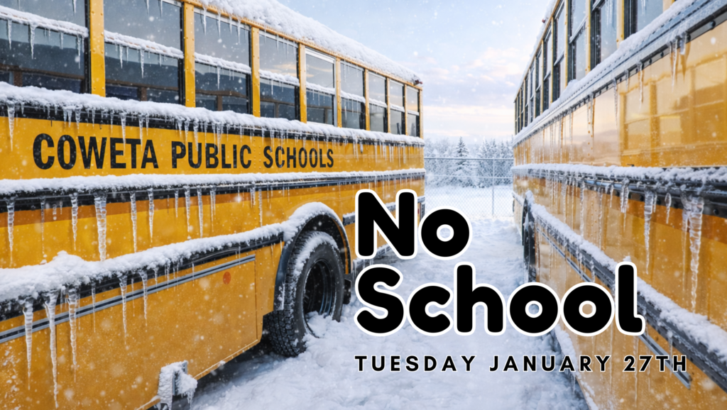 Snow covered school buses