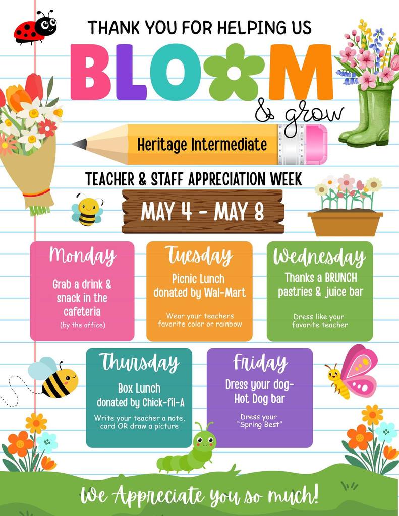 Thank you for helping us bloom & grow garden themed graphic teacher appreciation days observed
