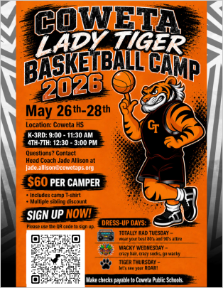 Coweta Lady Tiger Basketball Camp 2026 Flyer