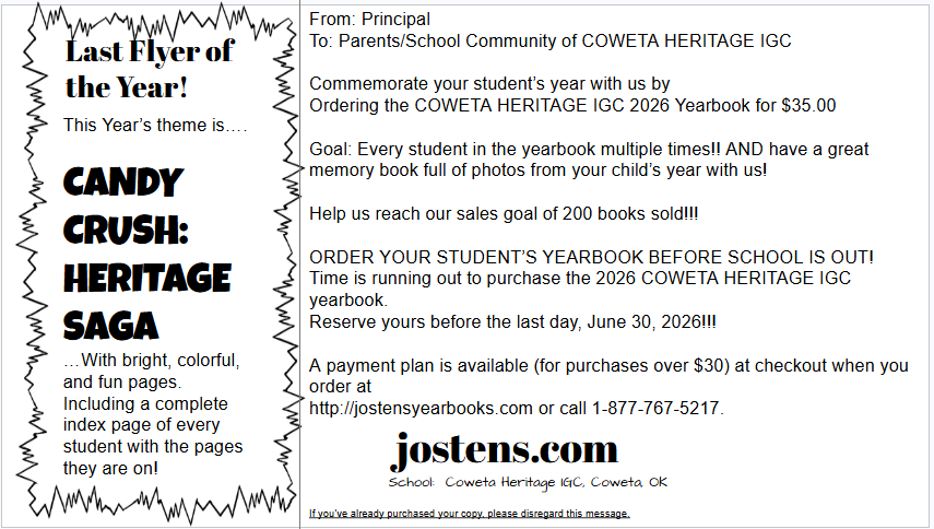 Yearbook flyer