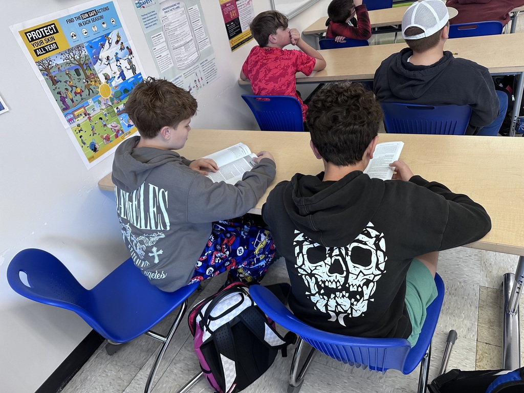 students reading