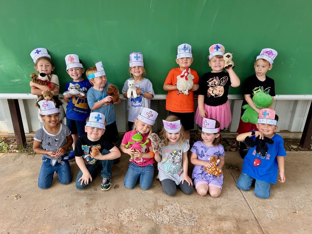Pre-K bring a stuffed animal to school to the pre-k vet clinic. 