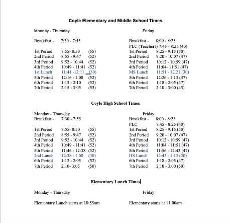 2026-2027 Bell Schedule