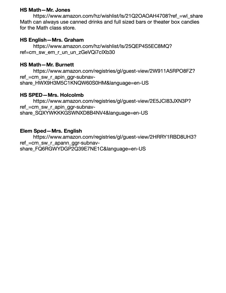 Teacher Wish List Page 2