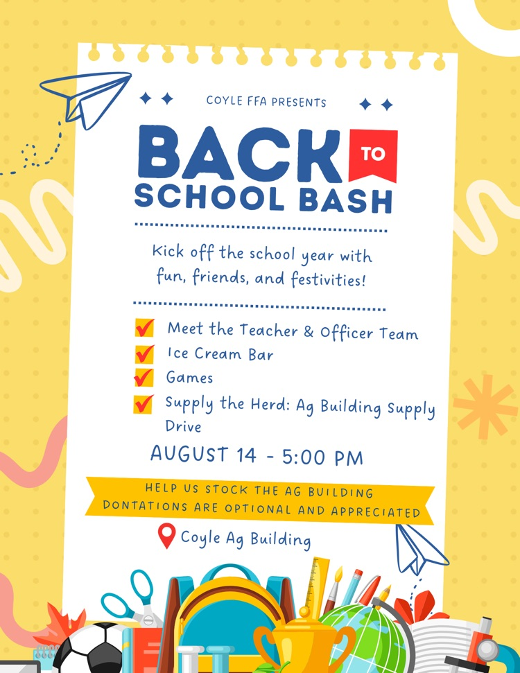 Coyle FFA Back to School Bash Flyer