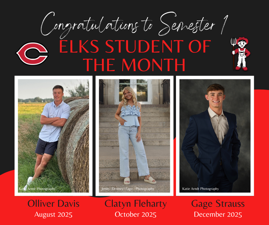 Elks Students of the Month Semester 1 for 25-26