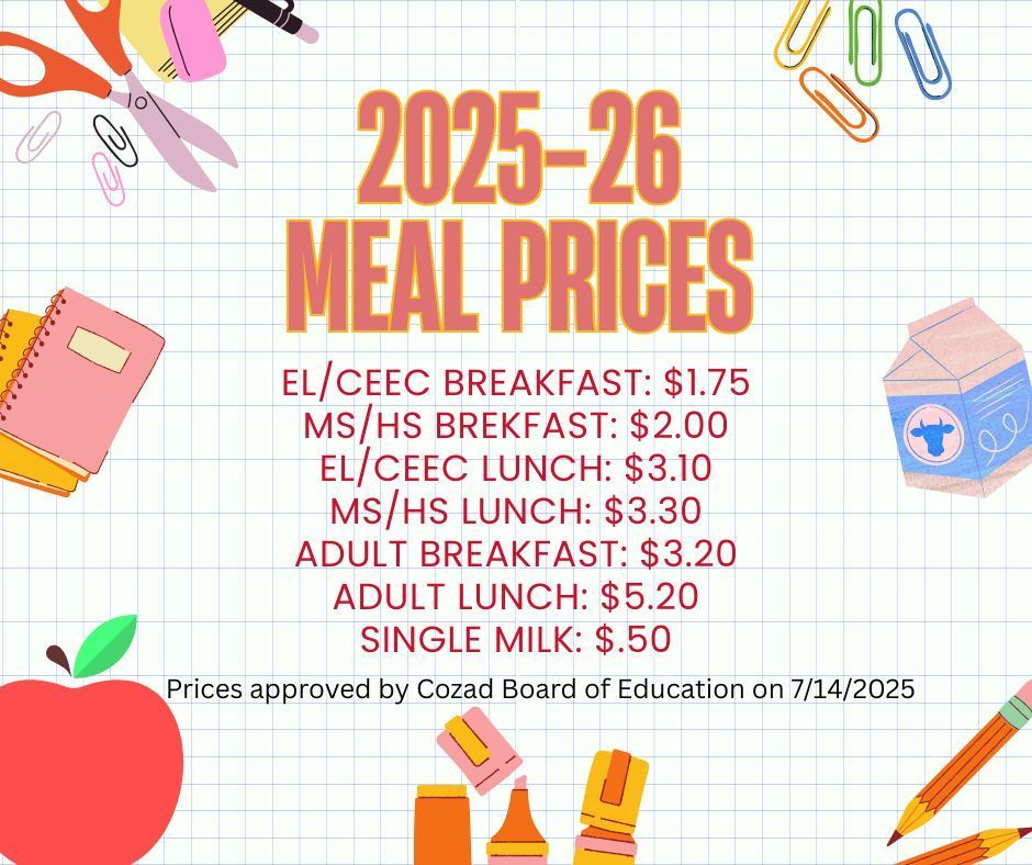 2025-2026 Meal Prices