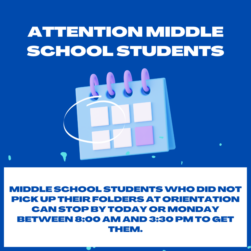 Middle School Students pick up folders