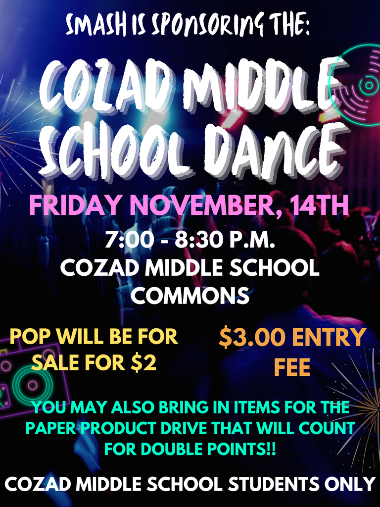 Cozad Middle School Dance November 14, 2025