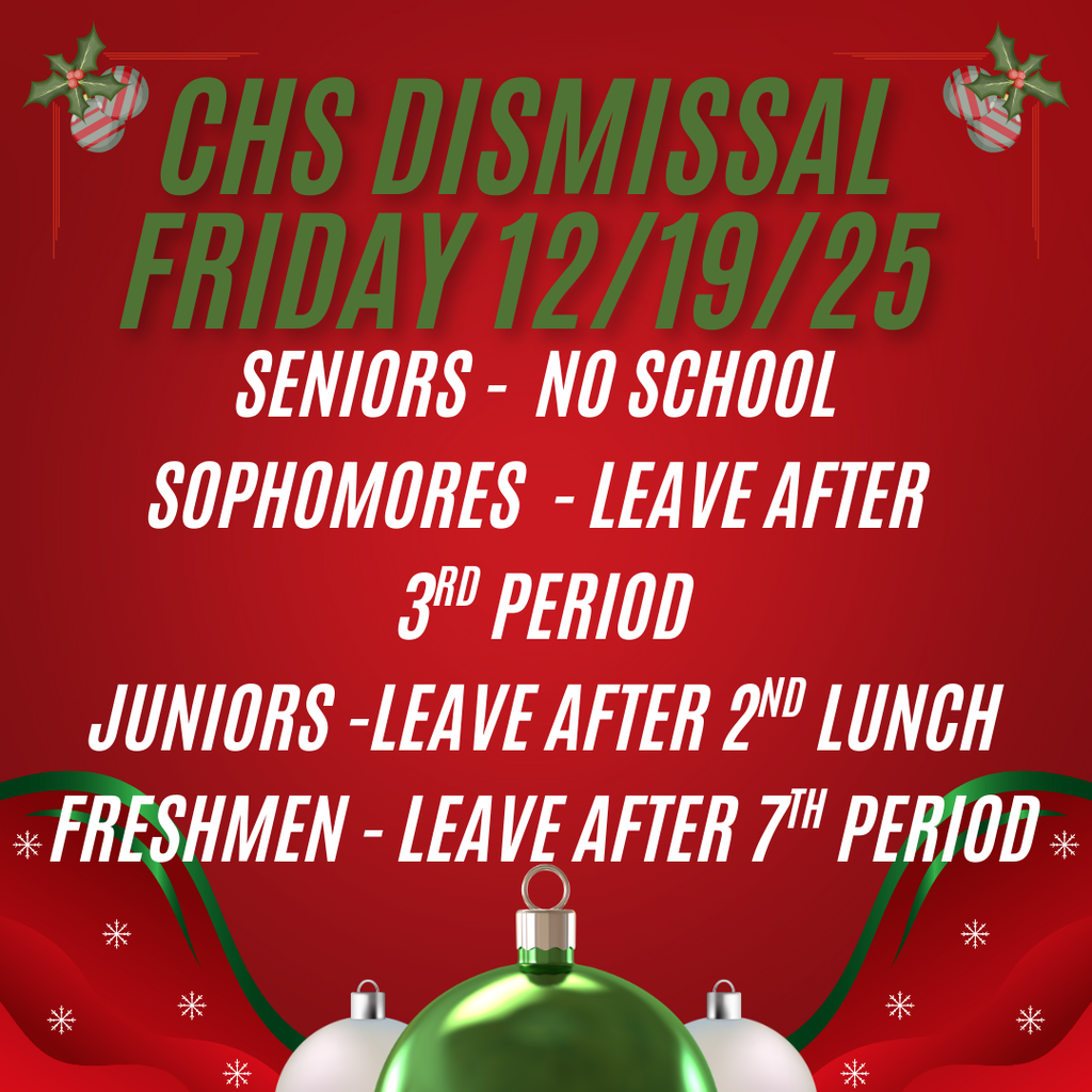 CHS Food Drive Dismissal times on Friday, December 19th
