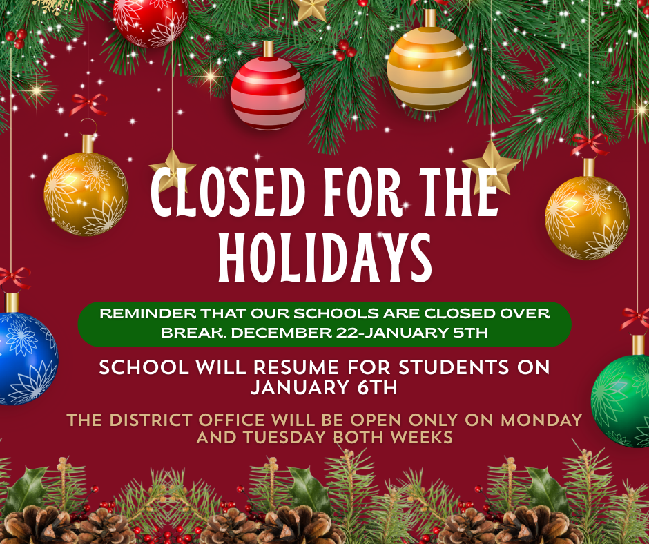 Winter break December 22 to January 5th