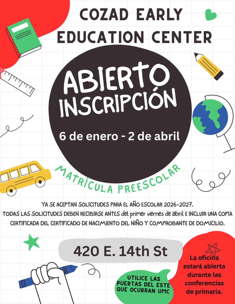 CEEC Enrollment for 2026-2027 school year - Spanish Version - due April 2