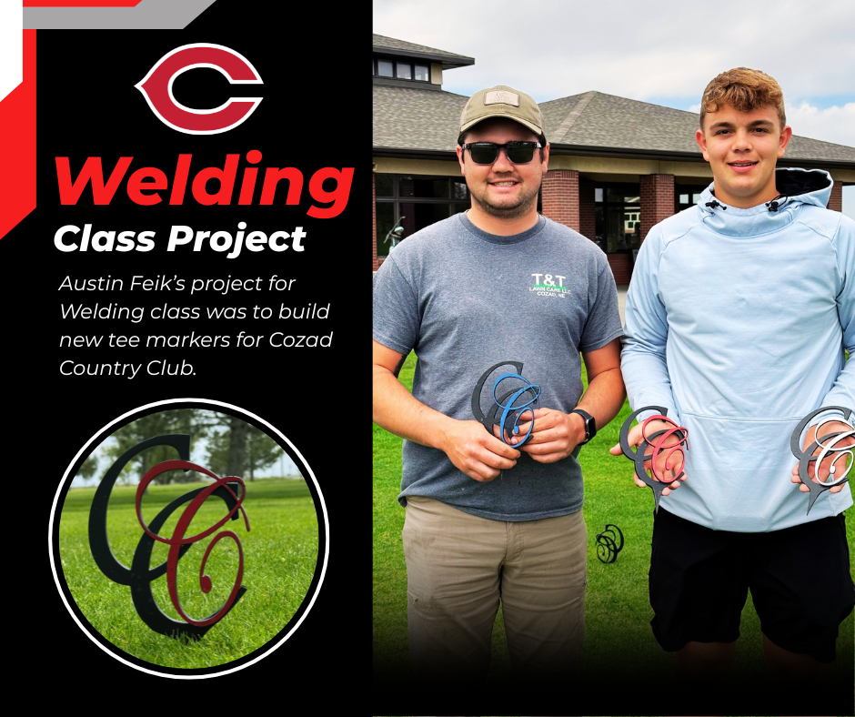Austin Feik Welding Class Project for Cozad Country Club tee markers