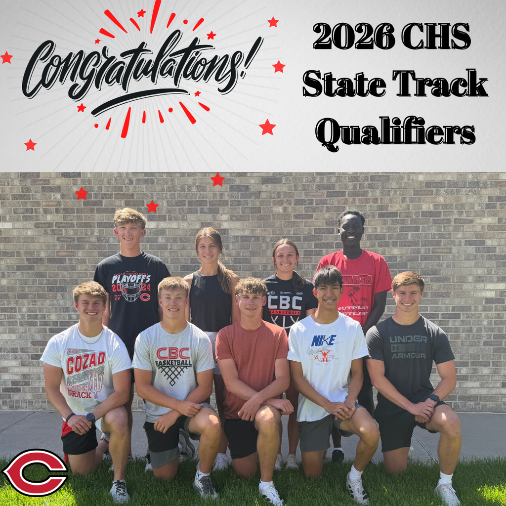CHS 2026 State Track Qualifiers. Send Off Monday, May 18th at 3:00 pm in HS gym