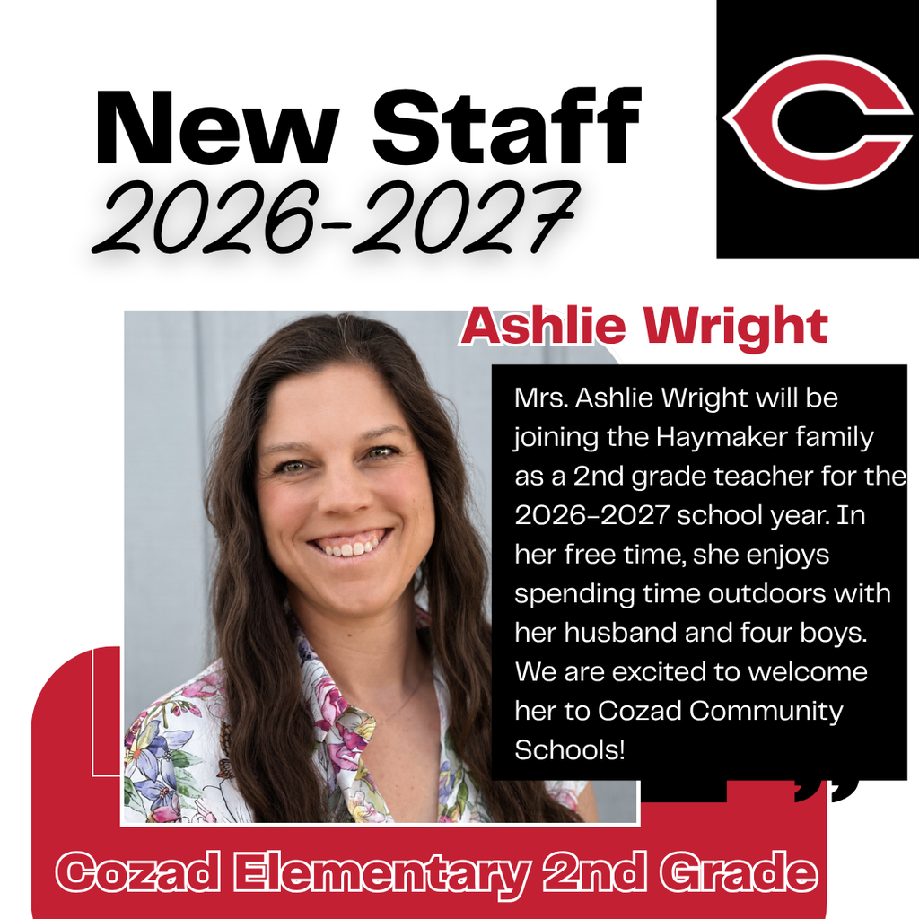 Mrs. Ashlie Wright new 2nd grade teacher at Cozad Elementary for the 2026-2027 school year