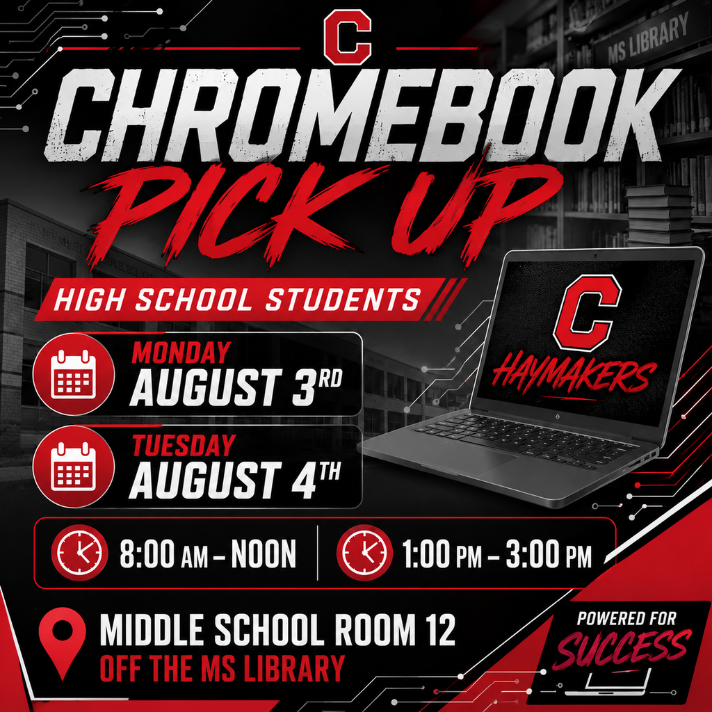 HS Chromebook Pick up August 3rd & 4th