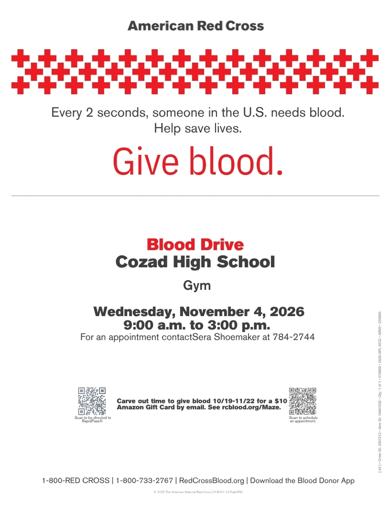 CHS Blood Drive November 4, 2026