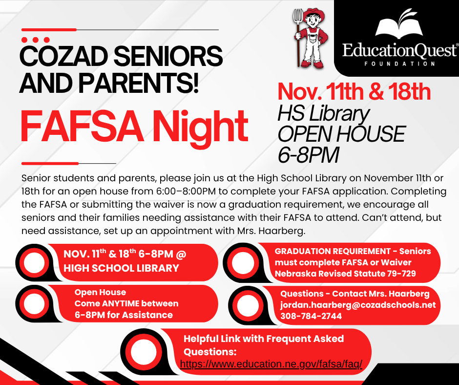 FASFA Senior Night Nov 11 and 18