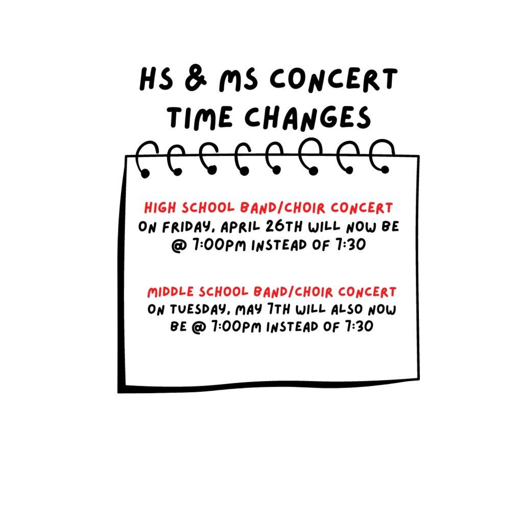 HS and MS Concert Time Changes