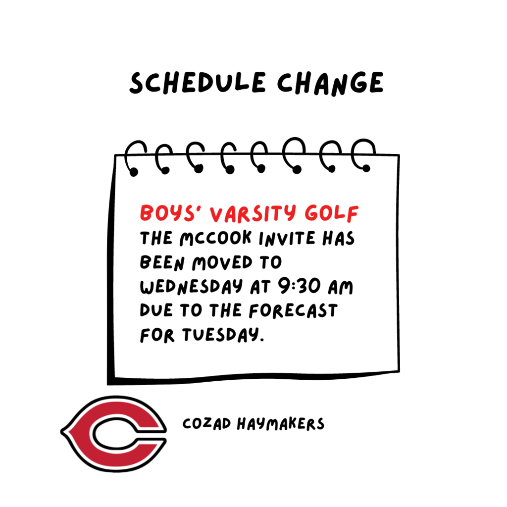 Schedule Change Boys Golf Invite McCook