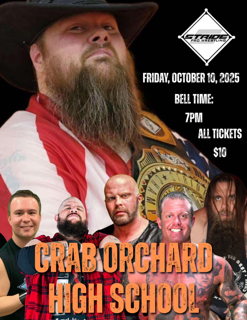 Wrestling flyer with 6 wrestlers in wrestling gear 