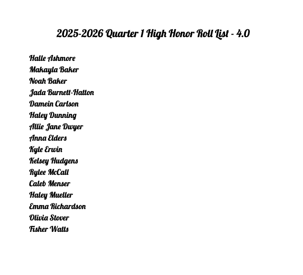 Q1 High Honor Roll 2025-2026