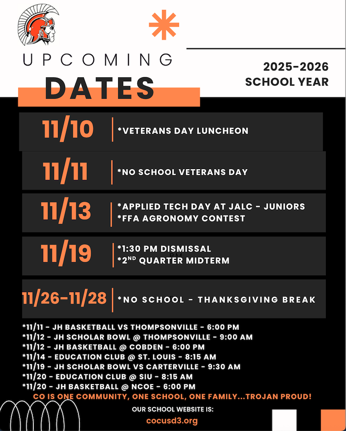 Upcoming Dates 11-10-2025