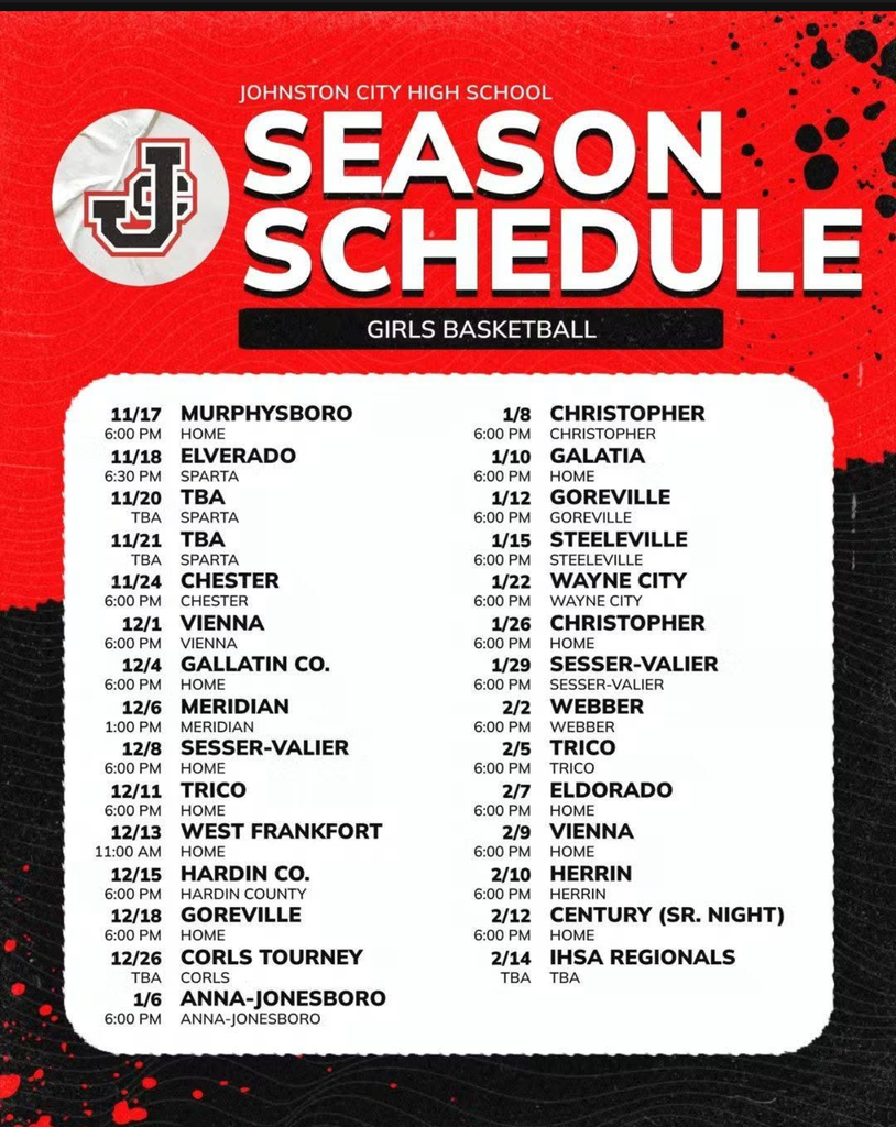 Basketball schedule. Black and red 