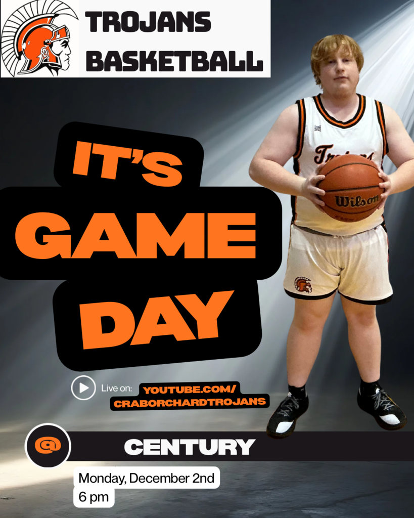 Player in a white uniform holding. Game day flyer at Century