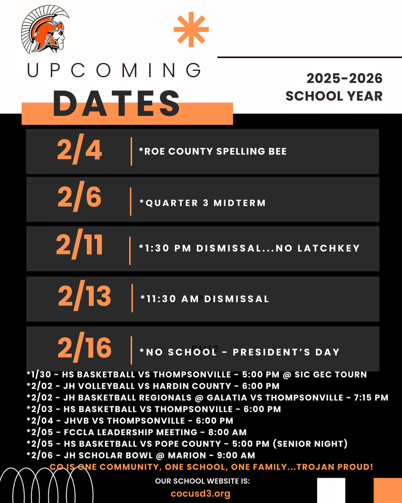 Upcoming Dates 1-30-2026