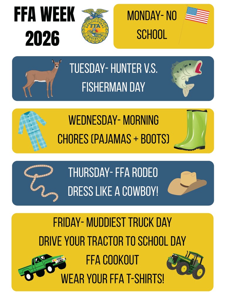 blue & gold flyer detailing celebration days for FFA week