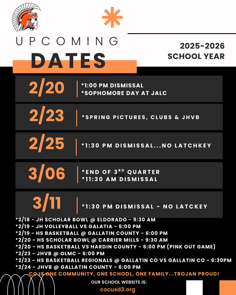 Upcoming Dates 2-16-2026