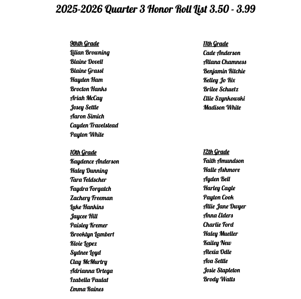 Q3 Honor Roll 2025-2026
